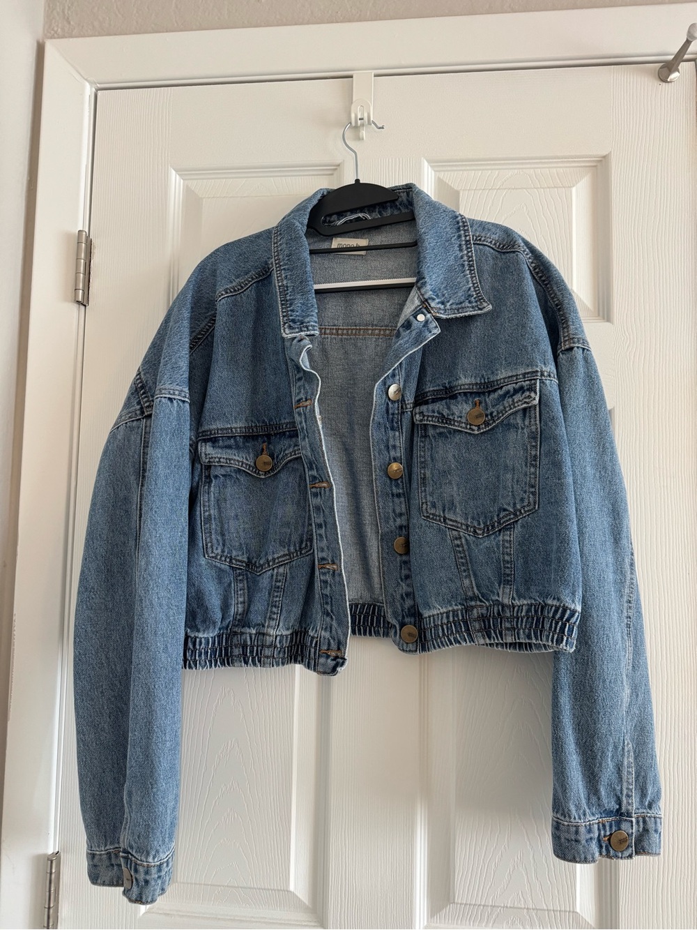 Mono B Light Blue Cropped Denim Jacket